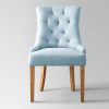 chaise en tissu bleu et pieds bois antique brossé