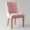Chaise tissu rose et pieds en bois