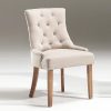 chaise fancy tissu sable et pieds en bois