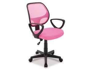 chaise de bureau girly tissu rose et maille rose