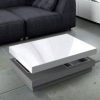 Table de salonVerre trempé blanc 6 mm sur MDF laqué blanc Base : MDF laqué gris