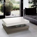Table basse en mdf laqué pour le salon blanc et gris
