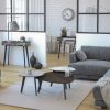 Tables basse galet avec 3 finitions marbre, argile et céramique acier