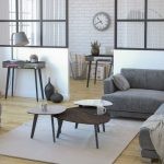 Tables basse galet avec 3 finitions marbre, argile et céramique acier