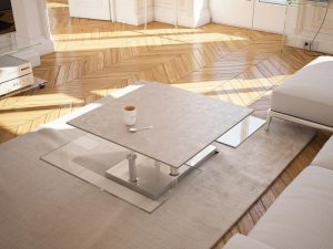 Table de salon carré en céramique argile
