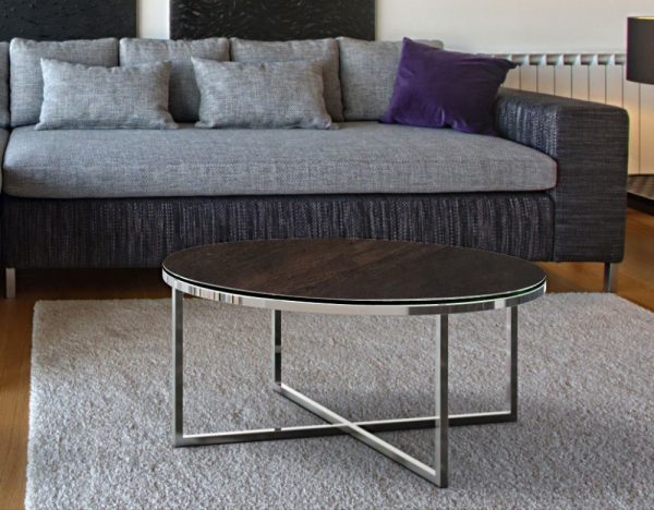 Table basse ronde céramique acier