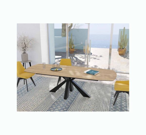 Table de salle à manger en céramique chêne clair