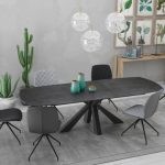 Table en céramique sur verre avec rallonge