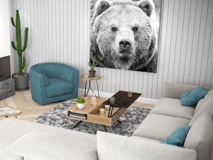 Table Basse Bear Ronde En Résine Et Verre Doré Antique - Œuvre Artisanale UK
