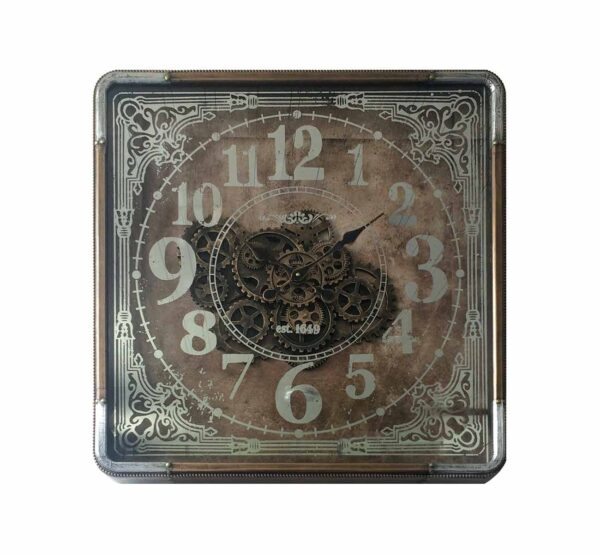 Horloge SQUARE avec engrenages - 80 cm