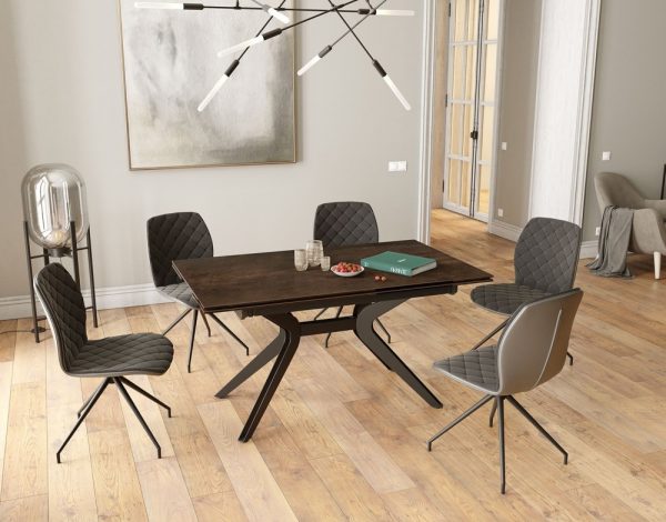 Table en céramique acier pour salle à manger