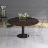 Grande table ronde en céramique acier et pied en acier laqué noir mat