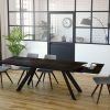 Table salle à manger en céramique acier pieds métal laqué noir