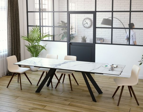 Table salle à manger en céramique. marbre mat