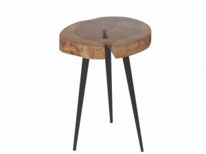 Table gigogne JIMI avec plateau en bois exotique et pied métallique
