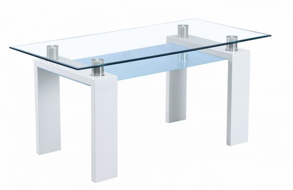 Table avec double plateau en verre securit