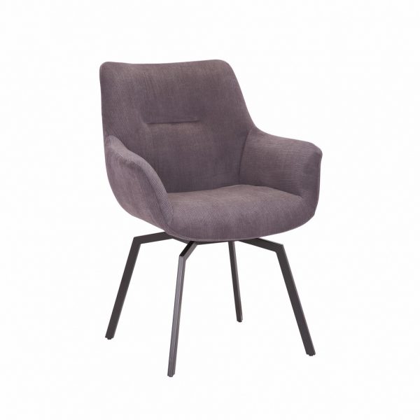 Chaise pivotante velours côtelé gris