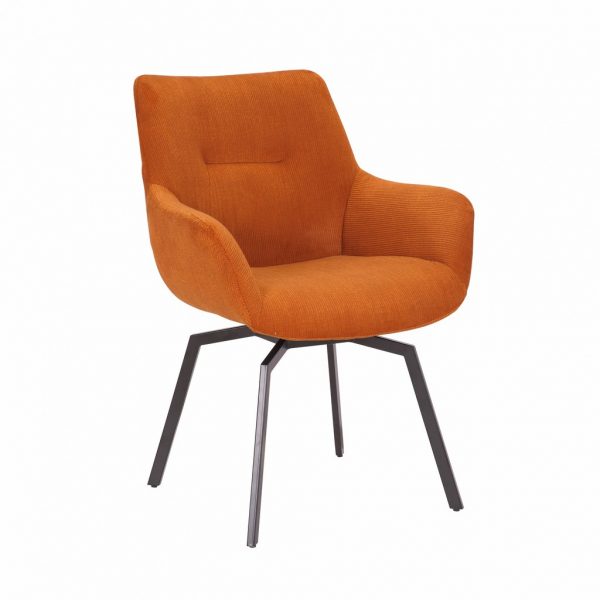 Chaise pivotante en velours côtelé orange