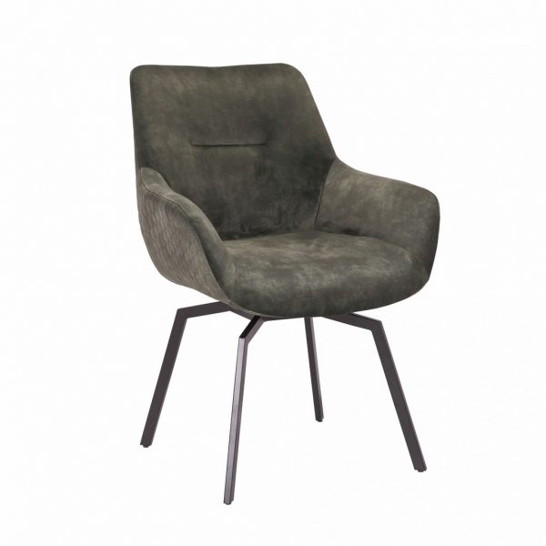 Chaise pivotante en velours vert