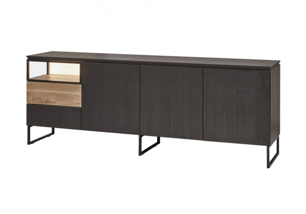 Dressoir portofino de 213 cm. noir synchrone et vieux chene