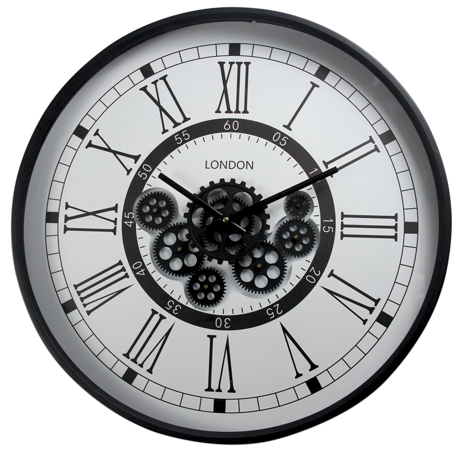 horloge noir et blanc avec engrenages meubles style decor horloge noir et blanc avec engrenages