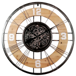 Horloge bois et engrenages qui se déplacent