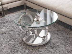 Table basse avec plateaux verre clair