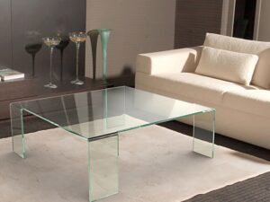 Table basse en verre courbe a chaud