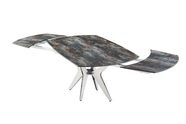 Table en céramique boomerang avec pieds gris métal