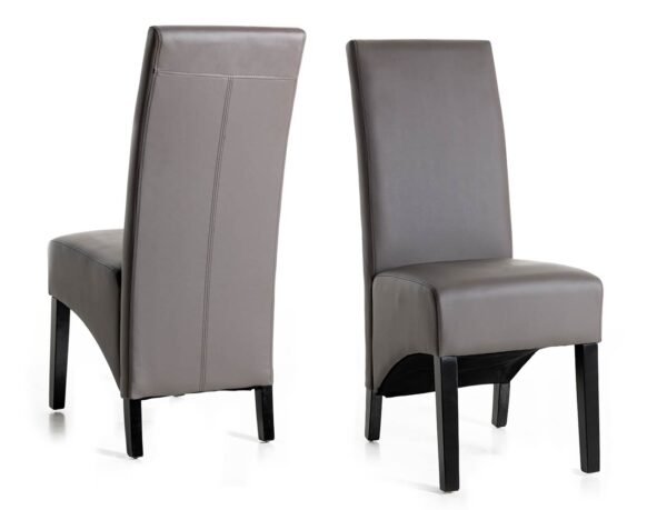 Chaise de salle à manger Jerry avec pieds wengé et assise pu brun ou vison
