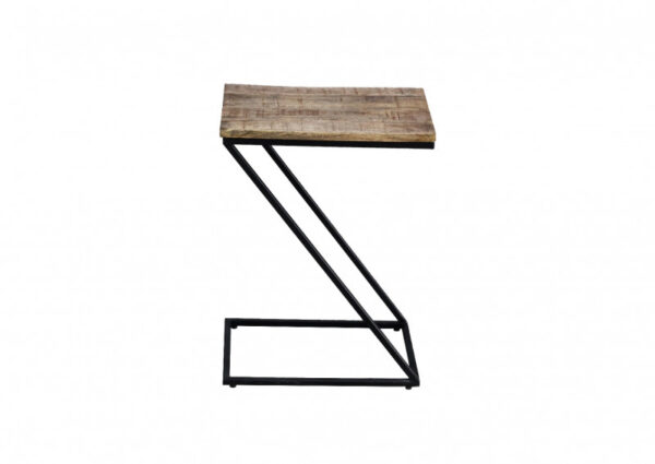 Table d'appoint avec plateau en bois massif et socle en métal noir
