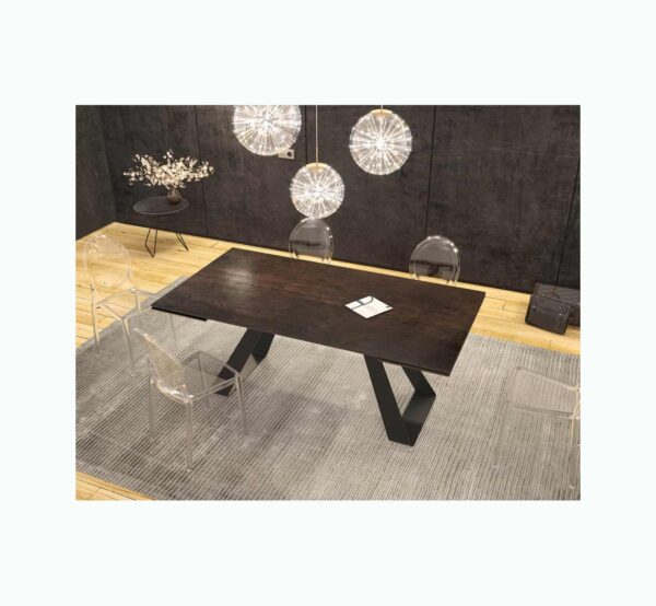 Table de repas avec plateau en céramique haute résistance