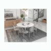 table ronde en céramique marbre pied inox brossé