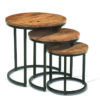 Set de 3 tables basses avec des plateaux en bois de manguier