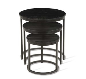 Lot de 3 tables basses avec des tablettes rondes de couleurs noires