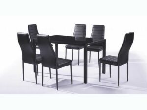 Set de table et 6 chaises coloris noir
