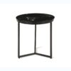Petite table d'appoint avec plateau décor marbre noir et pied en métal noir