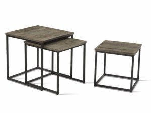 lot de 3 tables gigognes MAIA en bois exotique manguier gris