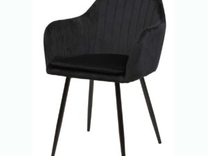 Chaise tissu noir avec des accoudoirs confortables pour se détendre dans la salle à manger