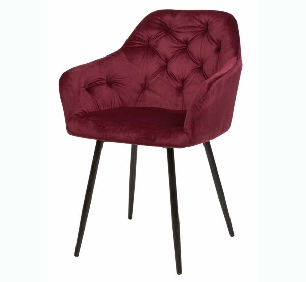 Chaise capitonnée couleur velours bordeaux