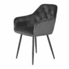 Chaise salle à manger velours gris capitonnée