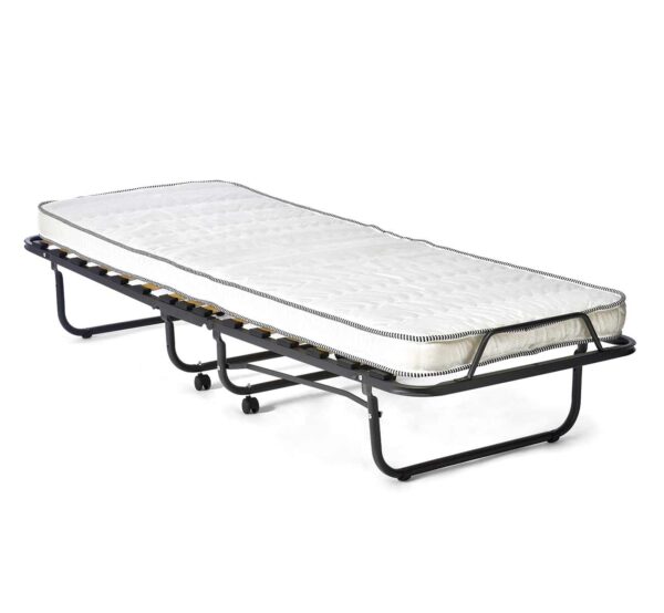 Lit pliable d'appoint tube métal noir. 90x200 cm