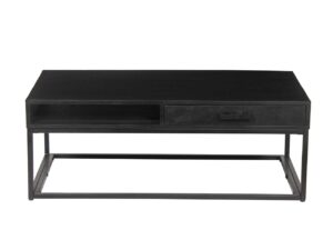 Table basse avec un tiroir en manguier noir