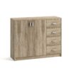 Petite commode de 86 cm de hauteur avec 2 portes et 4 tiroirs. Pratique. Couleur sonoma