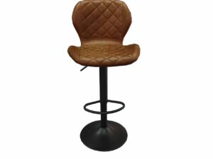 Tabouret de bar couleur cognac et pied noir réglable
