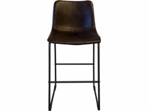 Tabouret de bar sur pied fixe avec assise confortable de couleur brun foncé